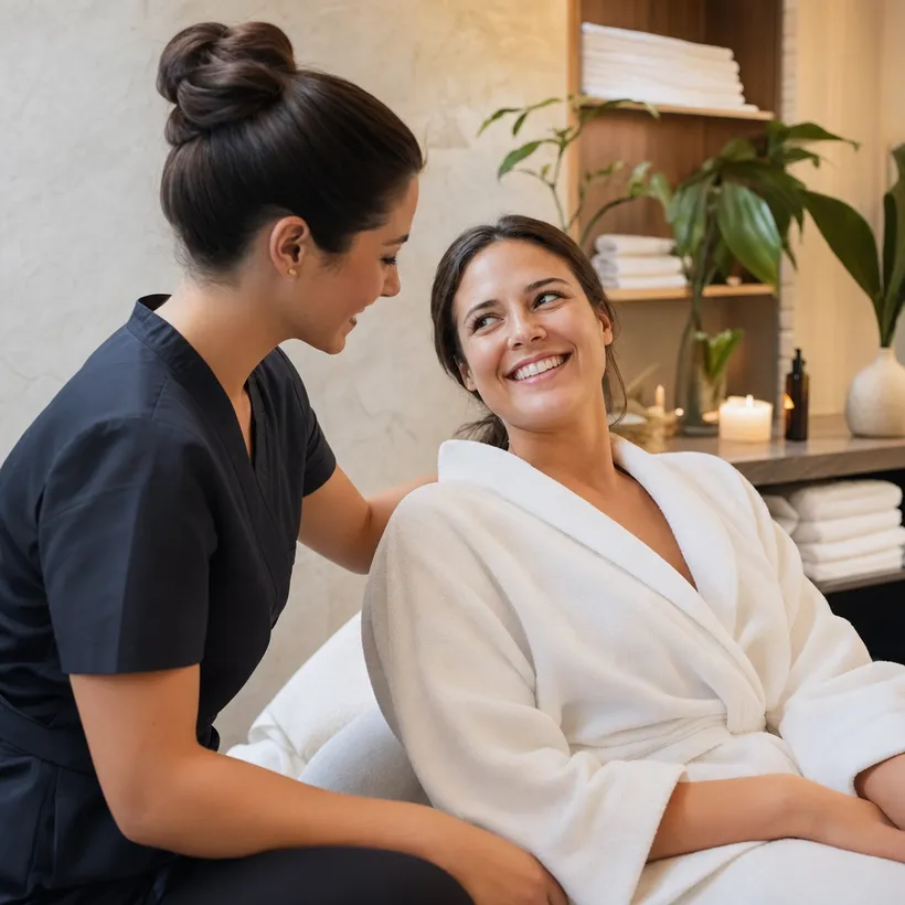 Cliente relajado y feliz en su visita al spa