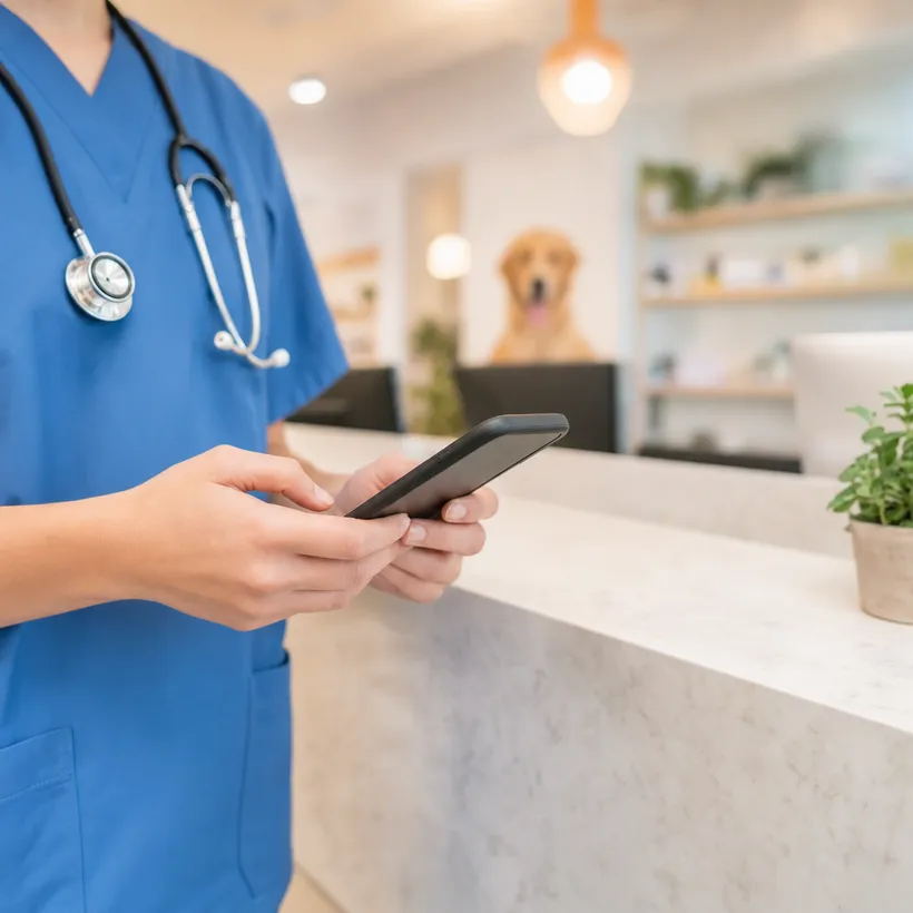Veterinaria sumando el cashback desde el celular al cobrar